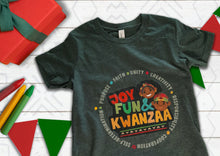 Load image into Gallery viewer, Kwanzaa Kids T-shirt Unisex "Joy, Fun & Kwanzaa"