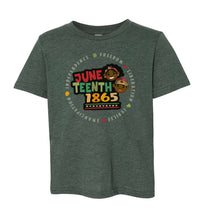 Load image into Gallery viewer, Juneteenth 1865 Kids Youth T-shirt dark green
