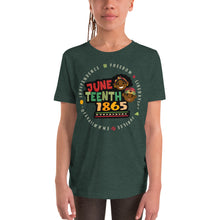 Load image into Gallery viewer, Juneteenth 1865 Kids Youth T-shirt dark green