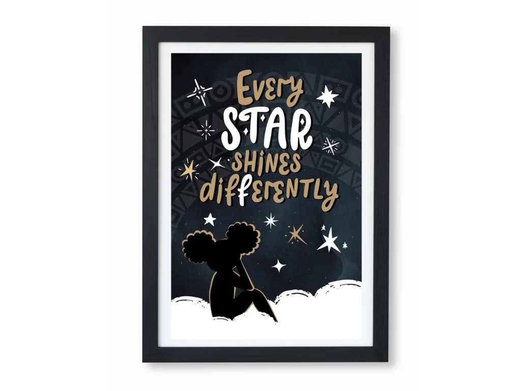 Every Star Shines Differently- Inspirational Poster for Kids
