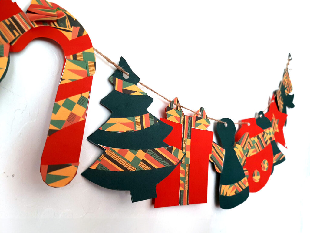 Kwanzaa & Christmas Kente Garland Template